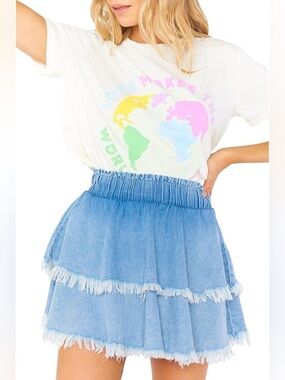 NEW Show Me Your Mumu Aiden Mini Skirt Size XS Pacifica Chambray Denim NWT